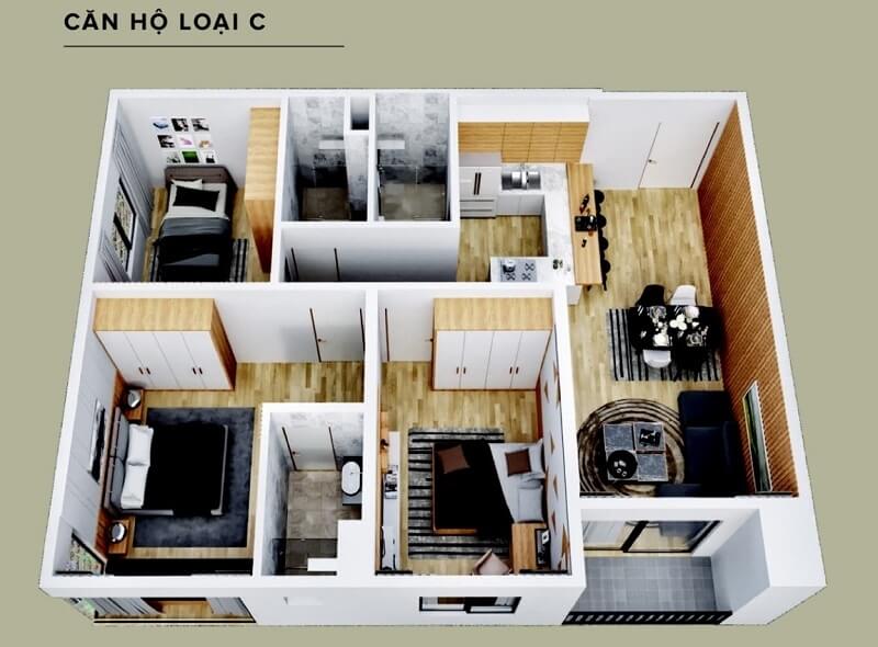 Căn 3 ngủ loại C